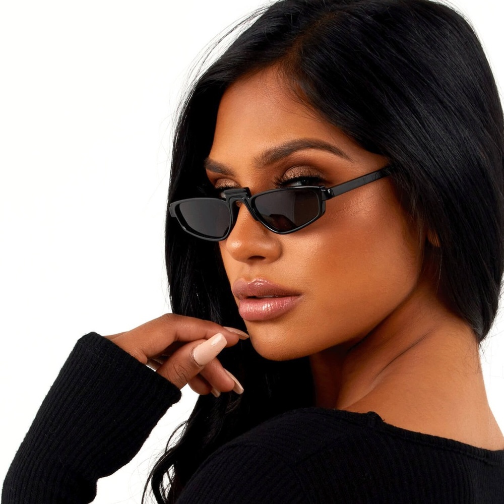 Designer Inspired Cat Eye Fashion Sunglasses Black